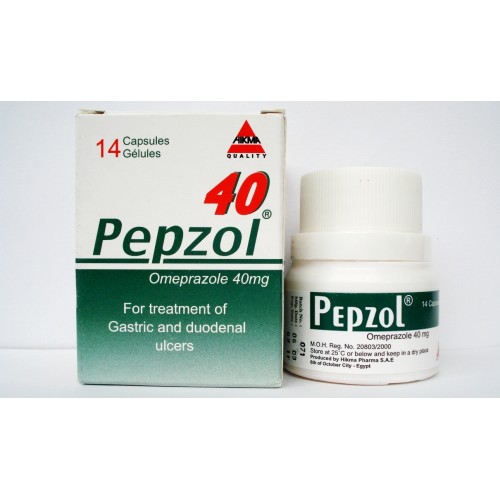 كبسولات بيبزول لعلاج قرحة المعدة والإثني عشر وعسر الهضم Pepzol