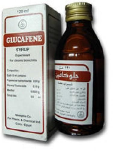 شراب جلوكافين مذيب للبلغم ومهدئ للسعال ويخفف الكحة الجافة Glucafene