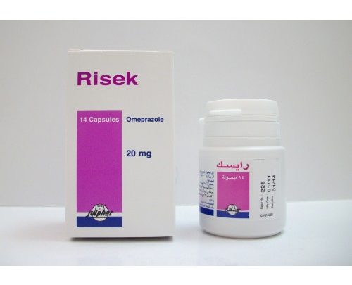 كبسولات رايسك لعلاج قرحة المعدة وزيادة الحموضة وارتجاع المرىء Risek - روشتة