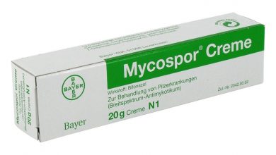 كريم و محلول مايكوسبور Mycospor لعلاج القدم الرياضي و الالتهابات الفطرية الجلدية يحتوي علي مادة البيفونازول المضادة للفطريات المسببة للالتهابات الفطرية الجلدية.