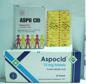 مؤشرات لاستخدام أقراص Asposide للمضغ للوقاية من السكتة الدماغية والنوبات القلبية