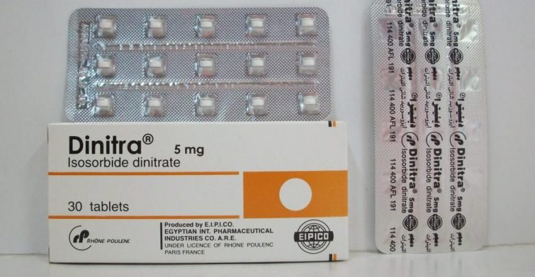 استخدامات اقراص دينيترا Dinitra فى علاج حالات الذبحه الصدريه المزعجه